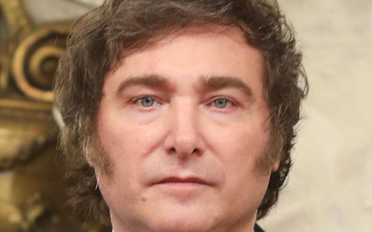 Retrato oficial de Javier Milei en el Salón Blanco
