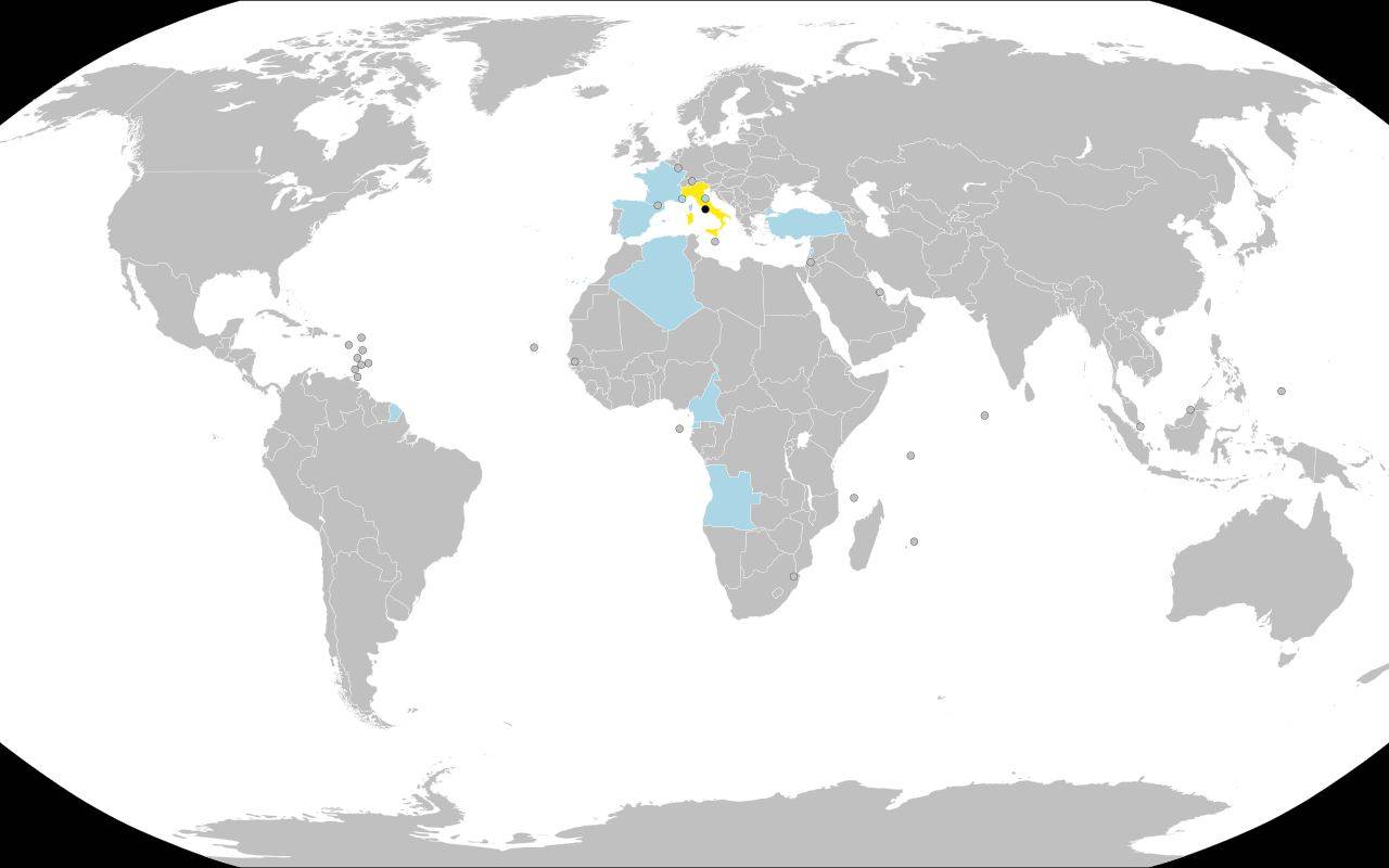 Mapa mundial indicando las zonas de viaje del Papa León XIV