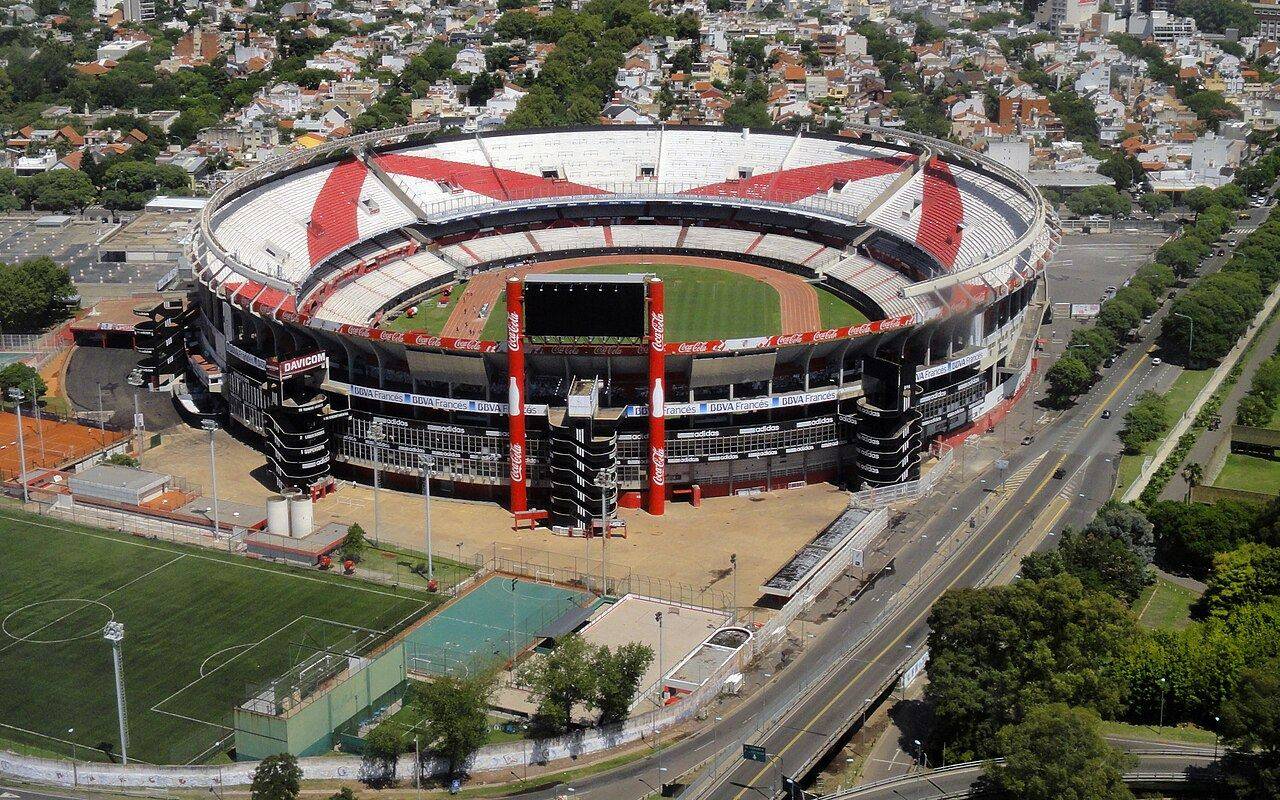 Vista aérea del estadio Monumental de River Plate, en Buenos Aires.